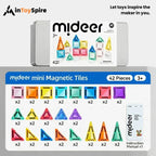 Mideer mini magnetic tiles set with 42 colorful building pieces for kids 3+, includes instruction manual