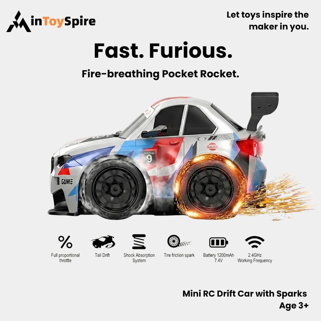 Mini RC Rally Drift Car with Real Sparks Effect