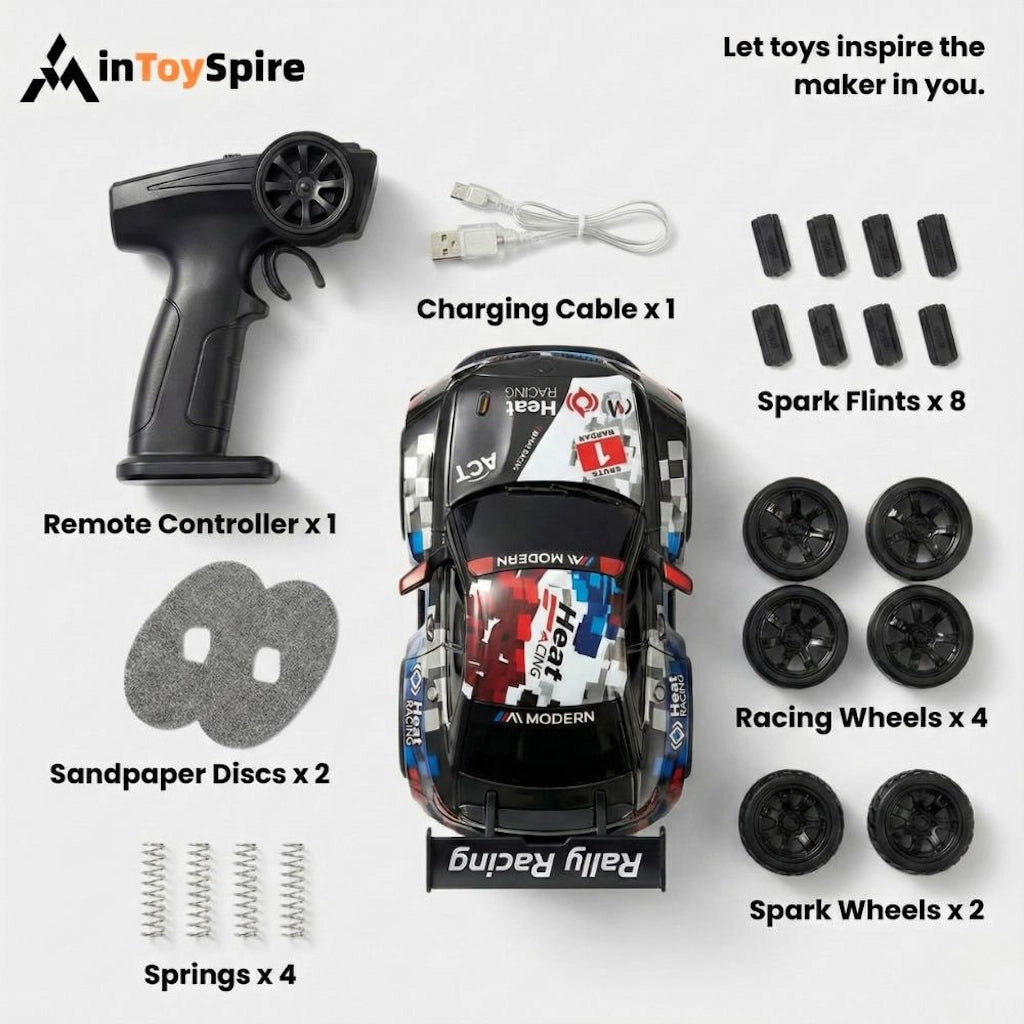 Mini RC Rally Drift Car with Real Sparks Effect